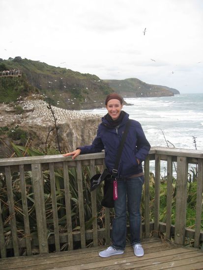 Ich  mit Gannets (Tölpel) im Hintergrund