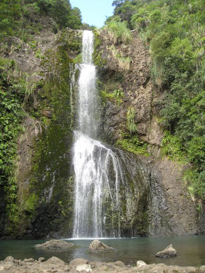 toller Wasserfall in Piha