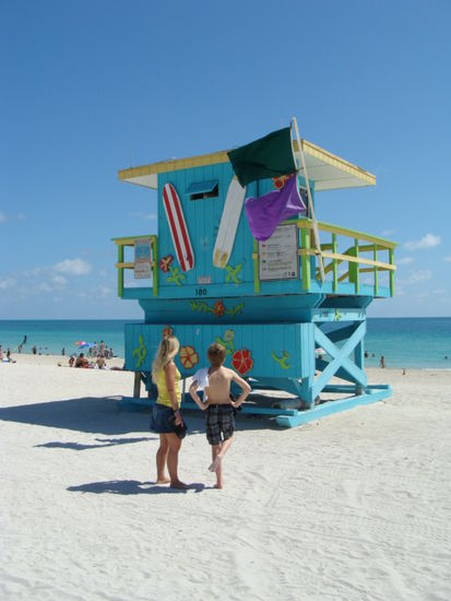 Der schöne Strand im Süden von Miami Beach.