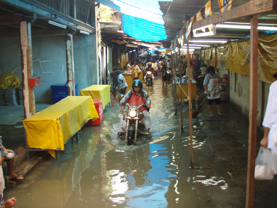 selbst mit Mopped bekommt man nasse Füße