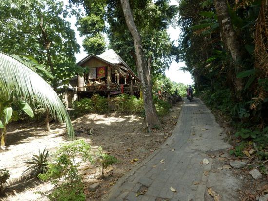 links des hügeligen Weges eine Reggae Bar