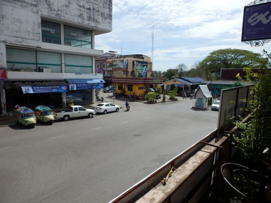 die Aussicht genau auf die Police Box