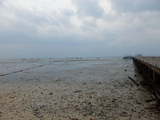 der komplette Pier liegt trocken