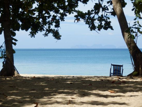 fantastische Aussicht aus dem Restaurant auf den Strand