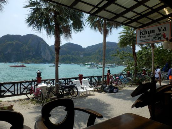 der Ausblick vom Restaurant in Richtung Pier