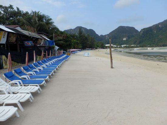 schön aufgereiht am Strand