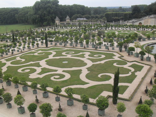 Der Garten voller Orangenbäume.