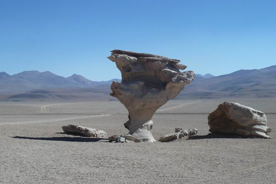 Salar de Uyuni - Dieses Bild ist auf fast allen Postkarten zu finden. Es ist der "Stone-Tree".