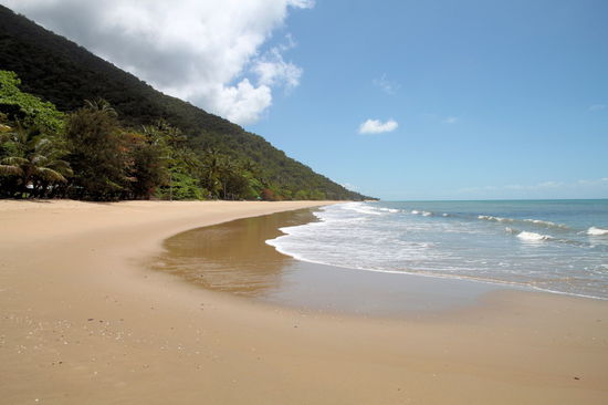 Traumhafter Strand, dahinter tropischer Regenwald und warmes Wasser mit leichtem Wellengang. Da will man direkt ins Meer springen, wenn da nicht ...