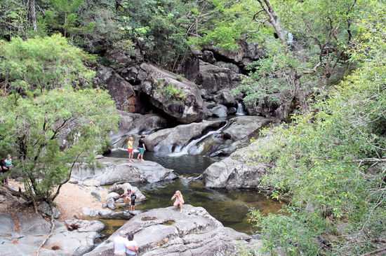 Am Little Crystal Creek gibt es schöne Badepools, die auch intensiv von der lokalen Bevölkerung genutzt werden. Die Pools sind Kroko-frei und daher sicher für ein erfrischendes Bad.