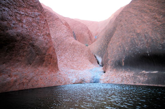 Eine der schönsten Stellen am Uluru. Das große Wasserloch. Ein sehr ruhiger (wenn grad keine anderen Touristen da sind!) und kühler Ort.