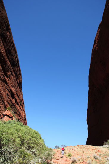 Der Anstieg zum zweiten lookout. Unten sieht man Lizzy (roter Fleecepulli über den Schultern) wie sie die Landschaft auf sich wirken lässt.