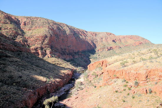 Ausblick vom sehr schönen lookout. Im hinteren Teil der Schlucht sieht man leider schon das Wasser stehen.