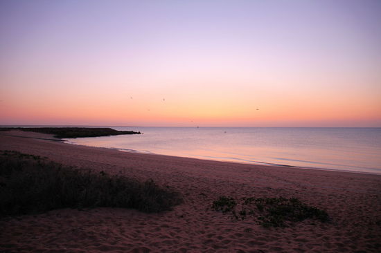 Trotz des reichhaltigen Essens quälte ich mich am nächsten Morgen ganz früh (04.50 Uhr) aus dem Bett um mir den Sonnenaufgang anzuschauen. Lizzy blieb im Bett liegen mit dem Kommentar: "Ich kann mir ja später die Fotos anschauen.". Also ging ich allein die paar Meter zum Strand und wartete auf den Sonnenaufgang. Zumindest ein paar Vögel waren schon wach.