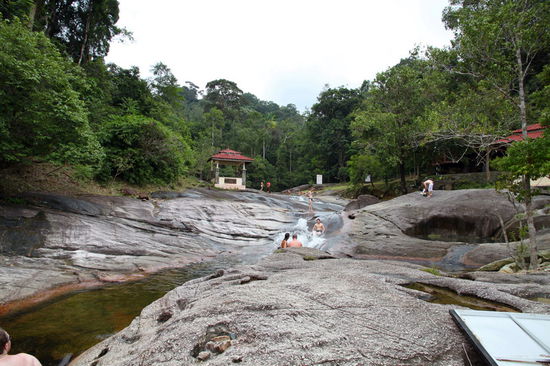 Die Pools flussaufwärts gesehen - zwischen den Pools gab es natürliche Rutschen!