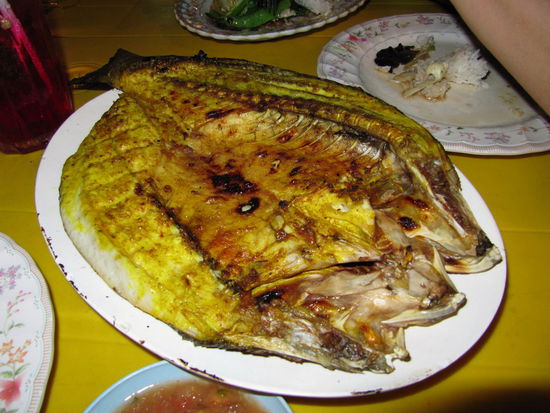 So sah Käpt'n Iglus Freund dann nach dem Besuch auf dem Grill aus. Ich mag ja eigentlich mehr die viereckigen panierten Fische, aber dieser war wirklich sehr lecker!