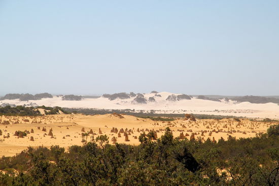 Es ist eine große Fläche mit den unterschiedlichsten Pinnacles. Interessant ist auch die unterschiedliche Sandfarbe. Bei den Pinnacles ist der Sand eher ocker-gelb, außerhalb dieses Gebiets ist der Sand viel heller und weißer.