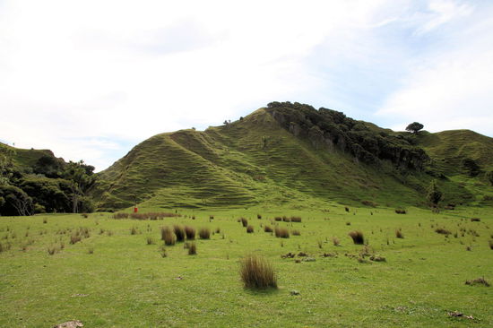Die Bucht war eingerahmt von sanften Hügeln wie im Auenland, wo die Schafe ihre 'Rillen' hinterlassen haben.