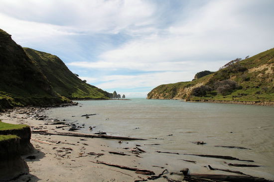 Dies ist der Strand von Cooks Cove. Benannt nach Captain James Cook, der hier im Oktober 1769 für 6 Tage ankerte.