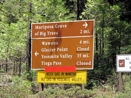 Am nächsten Morgen fuhren wir in den Yosemite Nationalpark. Leider war die Glacier Point Road, von deren Ende man einen tollen Blick auf den Half Dome haben soll, noch gesperrt (wegen Schnee). So sind wir direkt von Wawona ins Yosemite Valley gefahren.