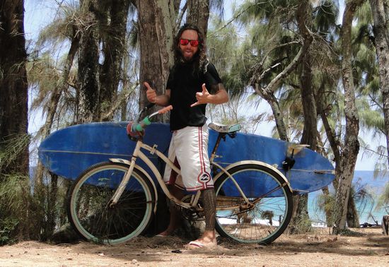 north shore - mein fahrrad und mein surfboard