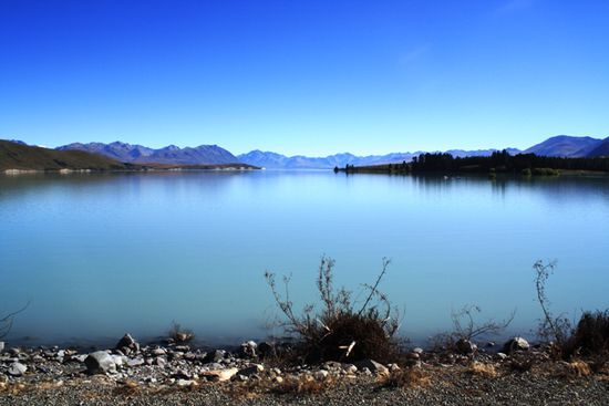 Dafür hier ein Bild mit - doch noch - Sonne am Lake Tekapo heute Morgen!