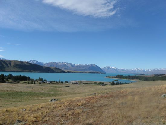 Blick auf den Lake Tekapo von unserer 2-stündigen Wanderung aus