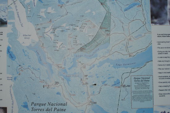 Uebersichtsplan des Parks. Um den ganzen Park zu sehen, braucht man ungefaehr 10 Tage...ich hatte leider nur einen, muss also irgendwann wieder hierherkommen.  Der Park gilt als einer der schoensten Suedamerikas, wenn nicht als der Schoenste.