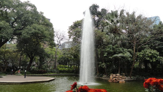 Zum Fruehstuecken am Morgen in den Kowloon Park.