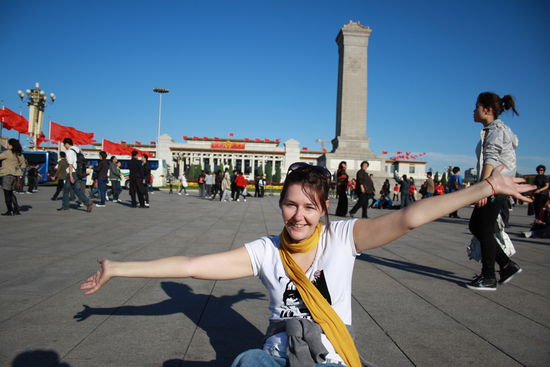 Ich auf dem Tianammen-Platz, auch hier waren wir nicht die einzigen.