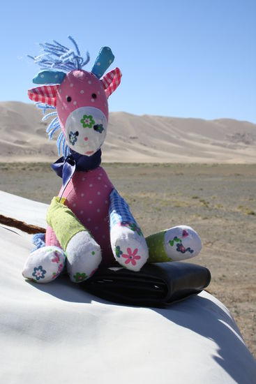 Juhu, Ziel erreicht. Wir sind natürlich gleich raufgeklettert, aber ohne Fred, der hat unten gewartet.