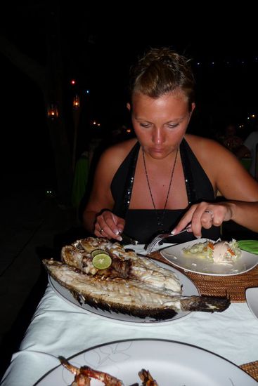 Ja ich habe auch Fisch gegessen  und es war sehr lecker.