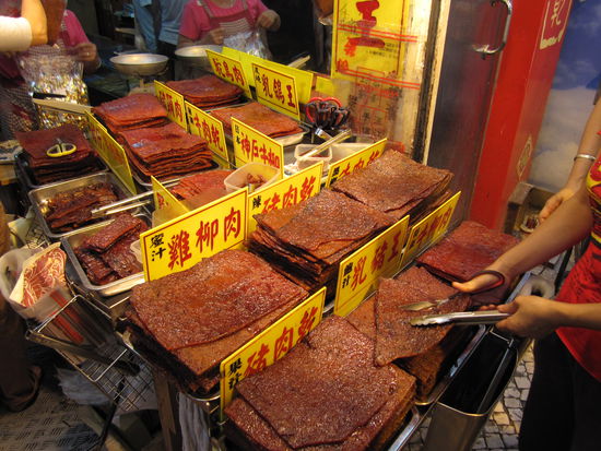 Leckerbissen aus Macao - Fleischscheiben (nicht unser Ding und daher haben wir es nicht probiert)
