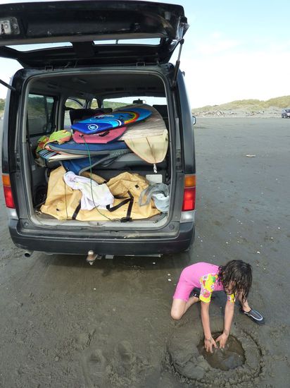 unser Auto voll mit Surfbrettern