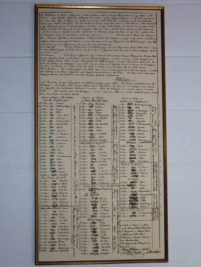 Auszug des Vertrags mit hunderten von Unterschriften