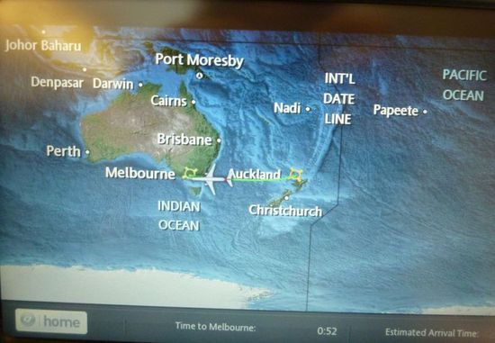Mit Qantas ging es von Auckland nach Melbourne, anschließend mit JetStar nach Hobart