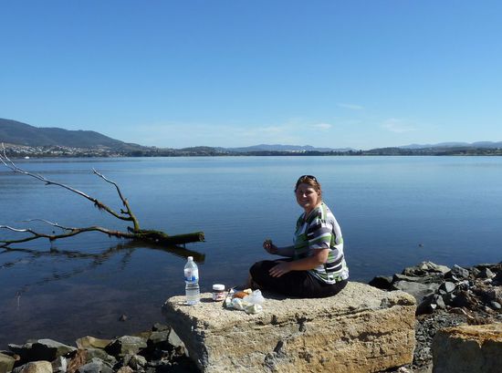 erstes Breakfast in der Nähe von Hobart (mein T-Online-Messer hat mit dabei geholfen  )