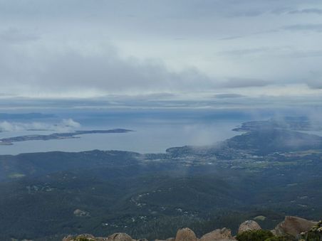 Blick auf Hobart und Umgebung