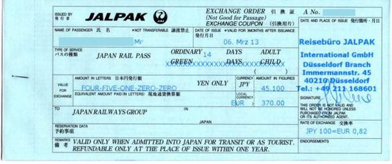 Japan-Rail-Pass Gutschein