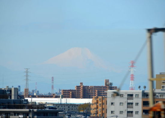 Blick aus etwa 100Km auf den Fuji.