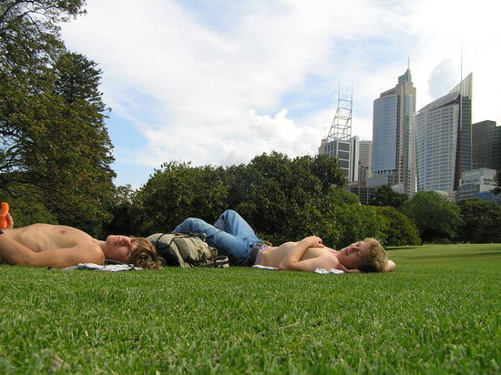 Pause im Royal Botanic Garden nach 5 Stunden Sightseeing