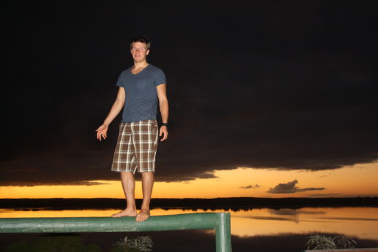 netter Sonnenuntergang über dem Pink Lake