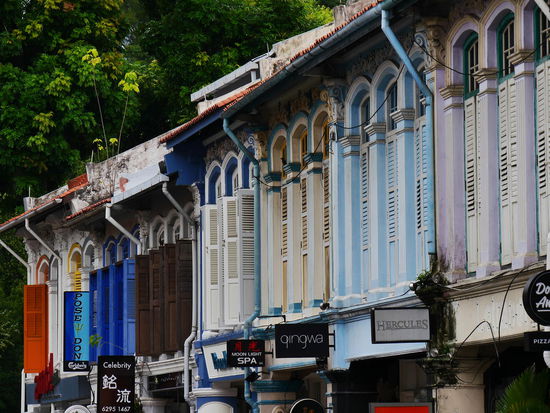 Häuserfassaden in Kampong Glam, dem arabischen Viertel.