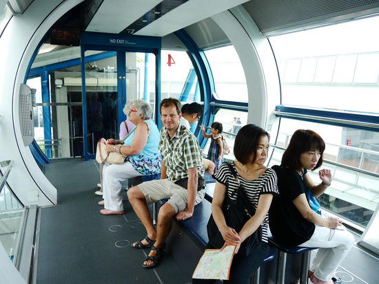 Vollklimatisierte Gondel von innen. Wir hatten viel Platz.