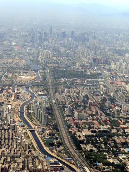 Peking beim Landeanflug