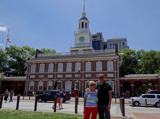 Independence-Hall. Von diesem Balkon wurde die Unabhängigkeitserklärung verkündet