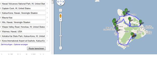 Unsere Route, einmal rund um die Insel