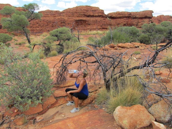 Trinken ist extrem wichtig bei dieser Hitze. Und wenn man dann noch so ein schattiges Plätzchen unter nem Baum findet  umso besser 