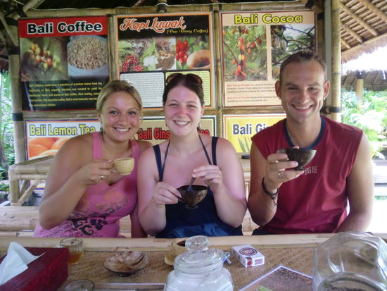 Beim Probieren von eben diesem ach so besonderen Luwak-Kaffee.