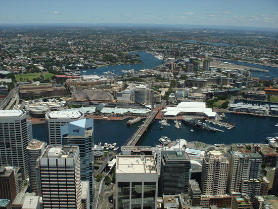 Aussicht vom Tower auf den Darling Harbour